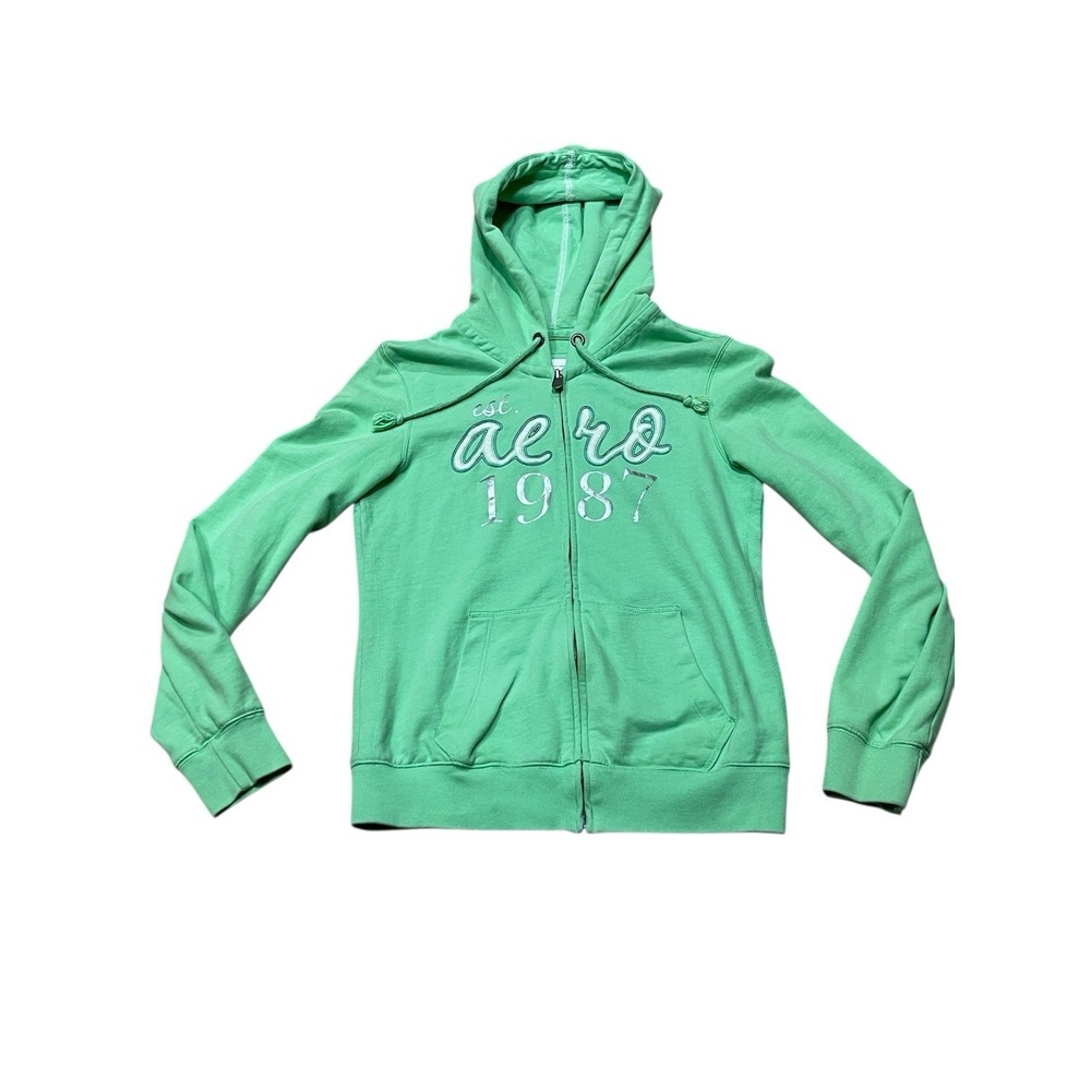 Aero Aeropostale Y2K 2000s Women's Drawstring‎ ZipUp Hoodie Sweatshirt Size L